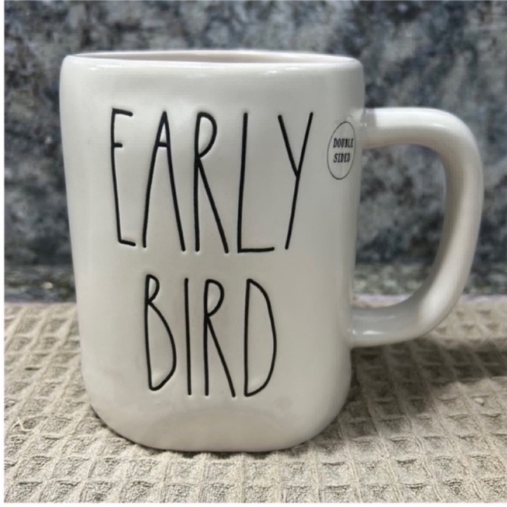 NWT Rae Dunn EARLY BIRD Double Sided Mug 16 oz Farmhouse Coffee Cup